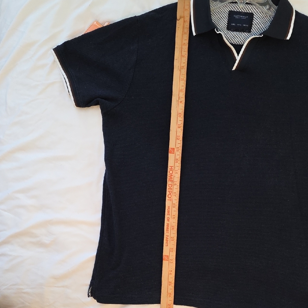 Theory Navy Polo Shirt with White Trim - Picture 5 of 5